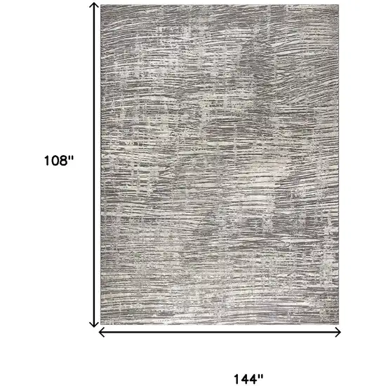Ivory and Gray Abstract Non Skid Area Rug Photo 3
