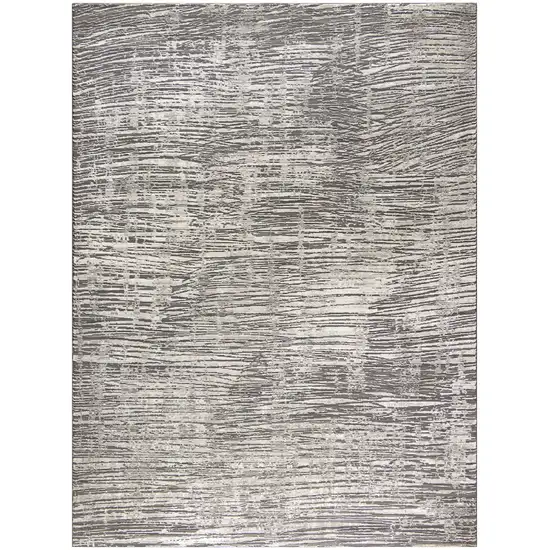 Ivory and Gray Abstract Non Skid Area Rug Photo 2