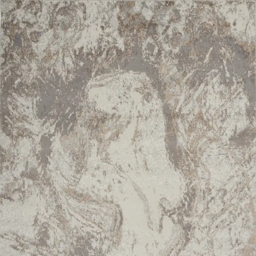 Ivory and Gray Abstract Non Skid Area Rug Photo 7