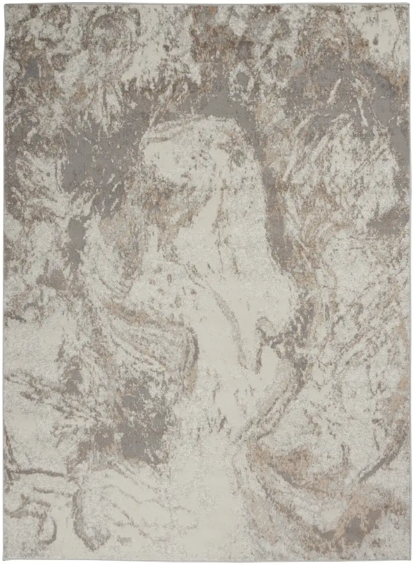 Ivory and Gray Abstract Non Skid Area Rug Photo 9