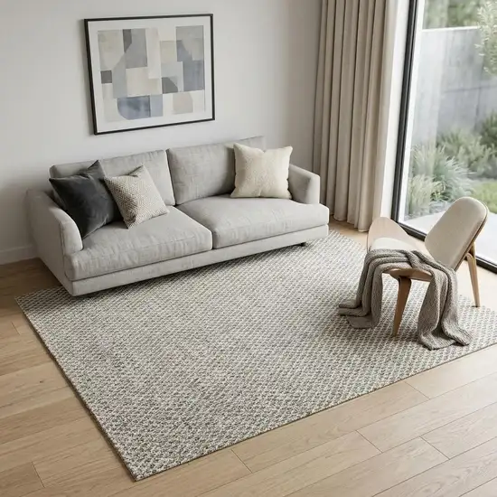 Ivory and Gray Abstract Non Skid Area Rug Photo 1