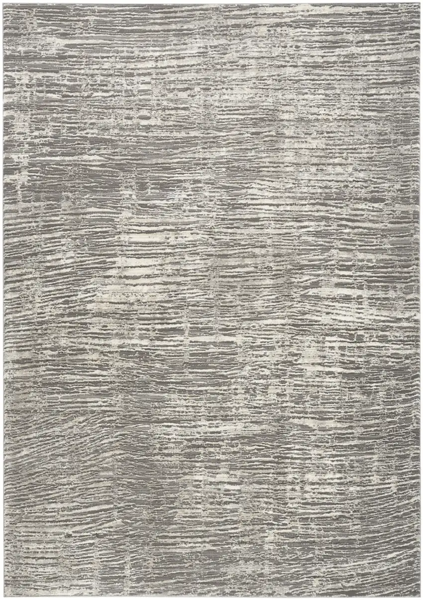 Ivory and Gray Abstract Non Skid Area Rug Photo 2