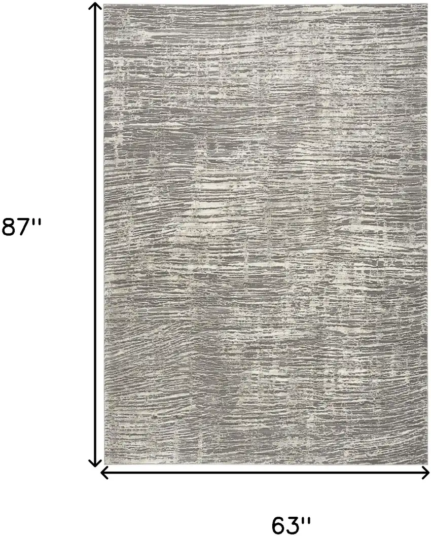 Ivory and Gray Abstract Non Skid Area Rug Photo 3