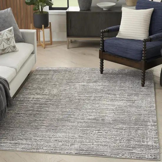 Ivory and Gray Abstract Non Skid Area Rug Photo 5