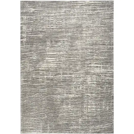 Ivory and Gray Abstract Non Skid Area Rug Photo 8