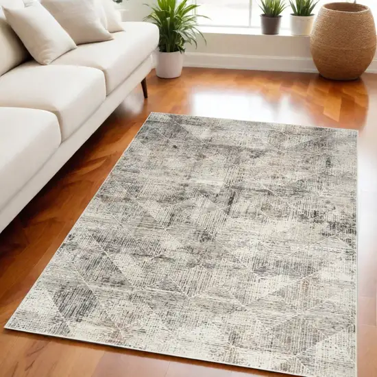 Ivory and Gray Abstract Non Skid Area Rug Photo 1