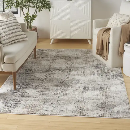 Ivory and Gray Abstract Non Skid Area Rug Photo 4
