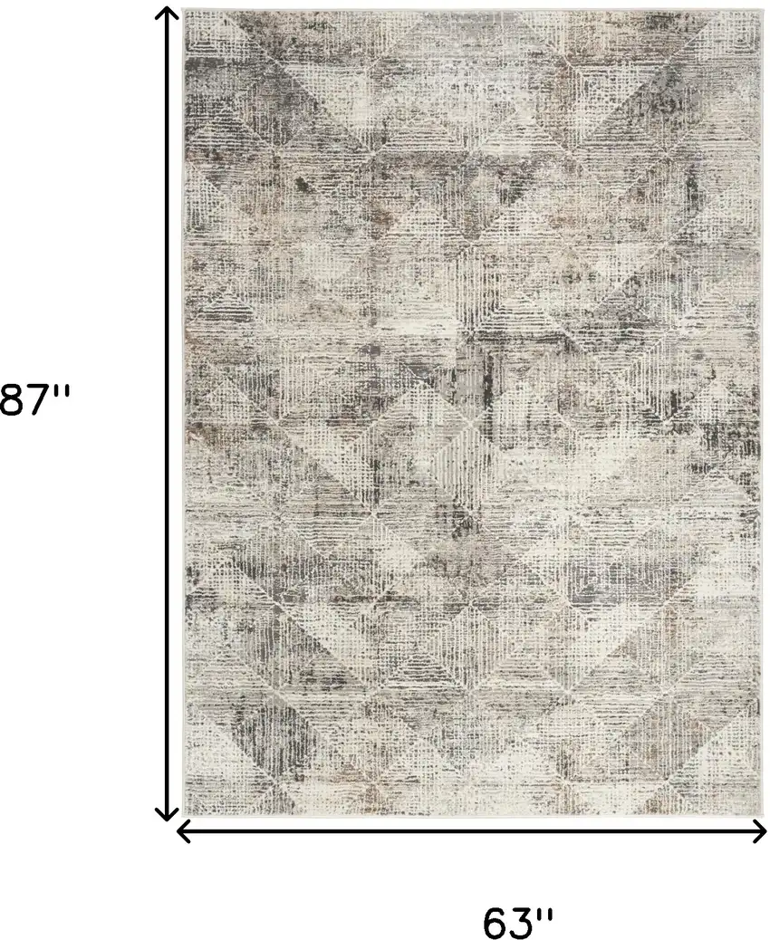 Ivory and Gray Abstract Non Skid Area Rug Photo 3