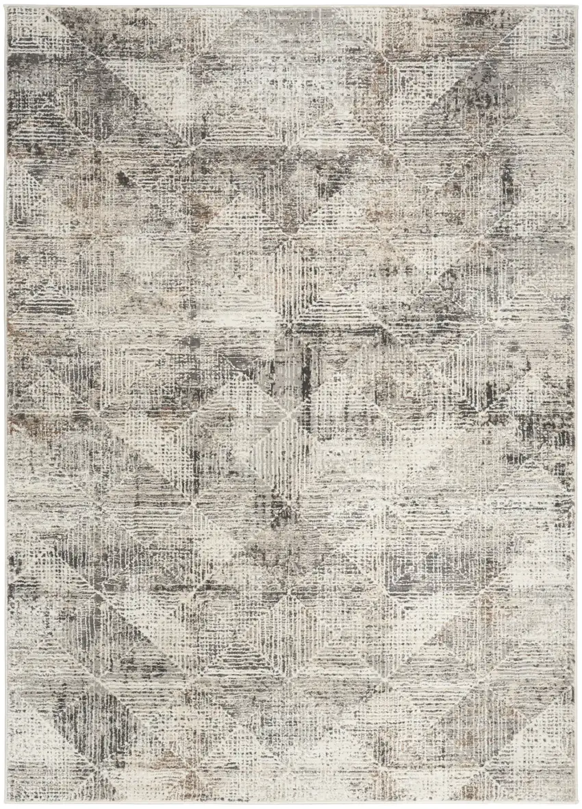 Ivory and Gray Abstract Non Skid Area Rug Photo 2