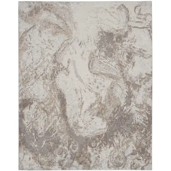 Ivory and Gray Abstract Non Skid Area Rug Photo 9
