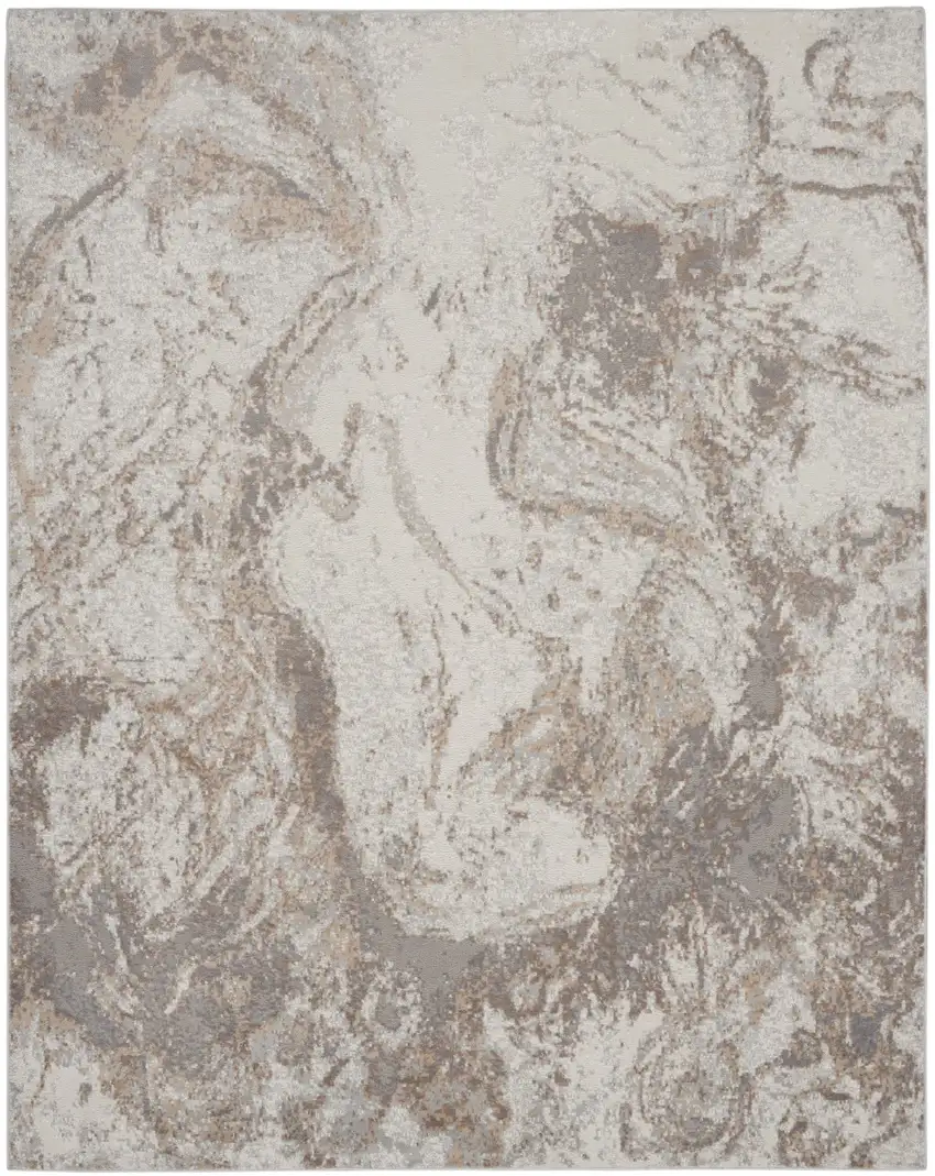 Ivory and Gray Abstract Non Skid Area Rug Photo 9