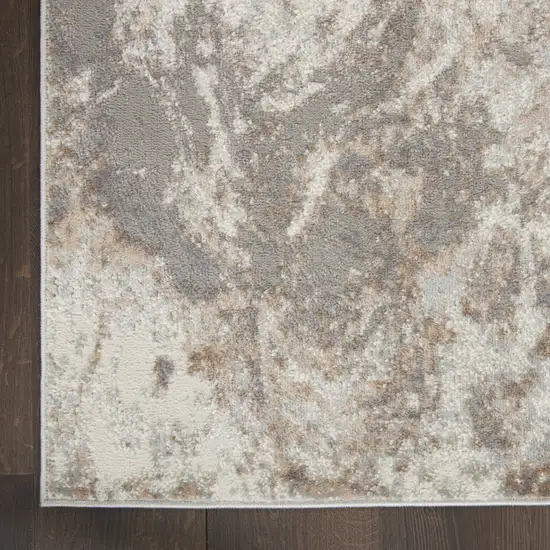 Ivory and Gray Abstract Non Skid Area Rug Photo 9