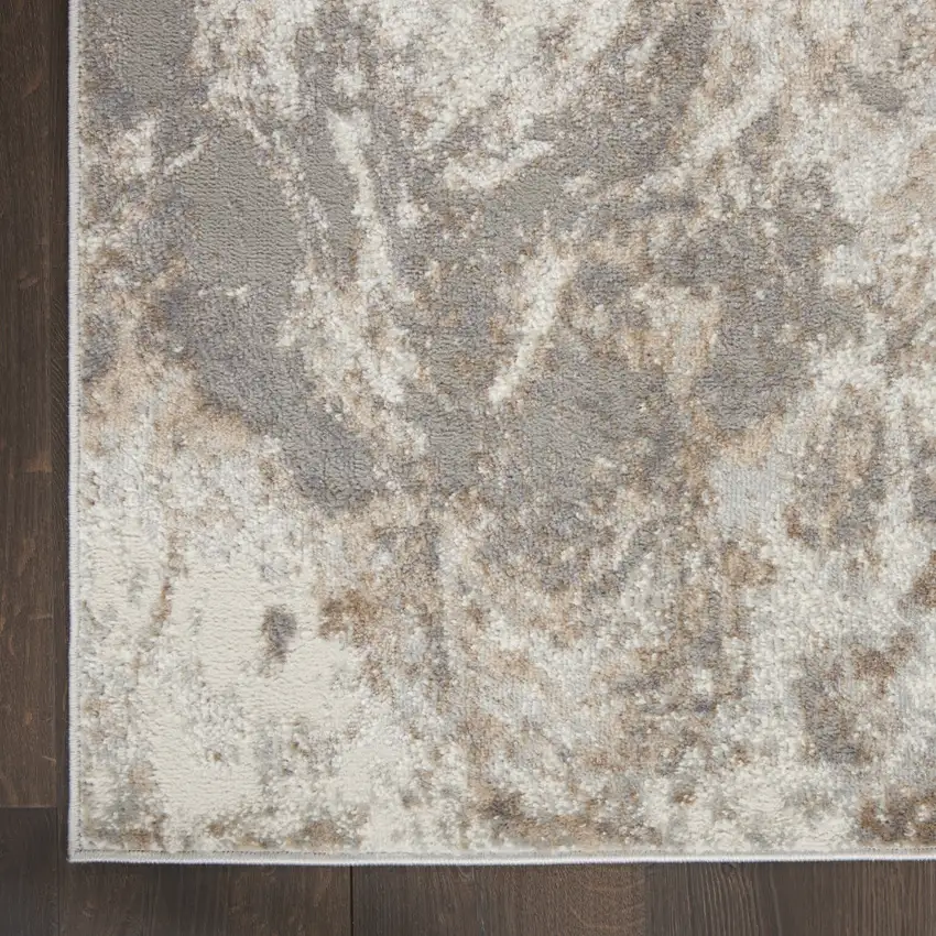 Ivory and Gray Abstract Non Skid Area Rug Photo 9