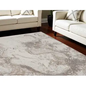Photo of Ivory and Gray Abstract Non Skid Area Rug