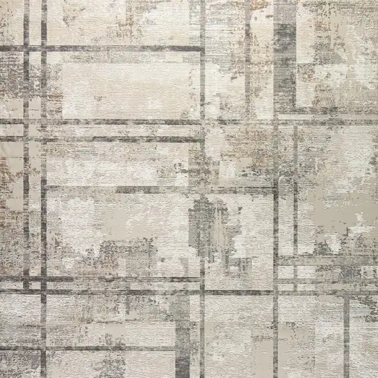 Ivory and Gray Abstract Non Skid Area Rug Photo 4