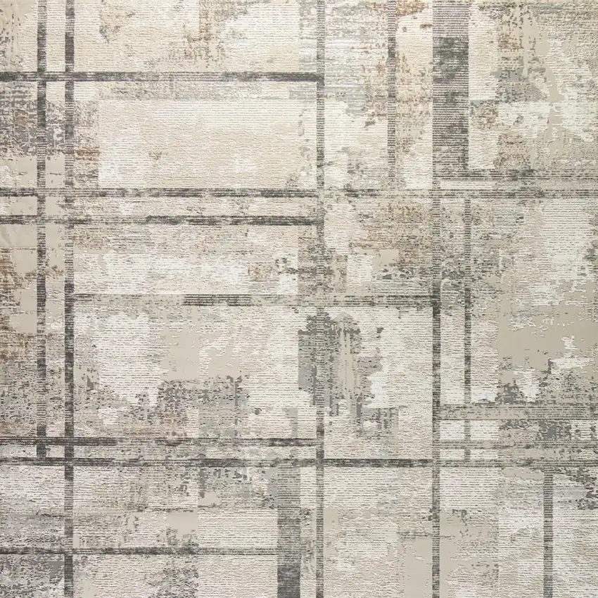 Ivory and Gray Abstract Non Skid Area Rug Photo 4