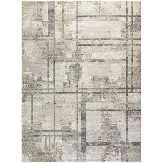 Ivory and Gray Abstract Non Skid Area Rug Photo 5