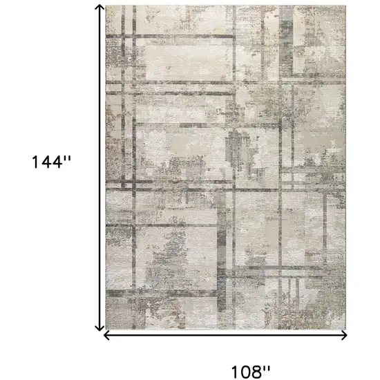Ivory and Gray Abstract Non Skid Area Rug Photo 3