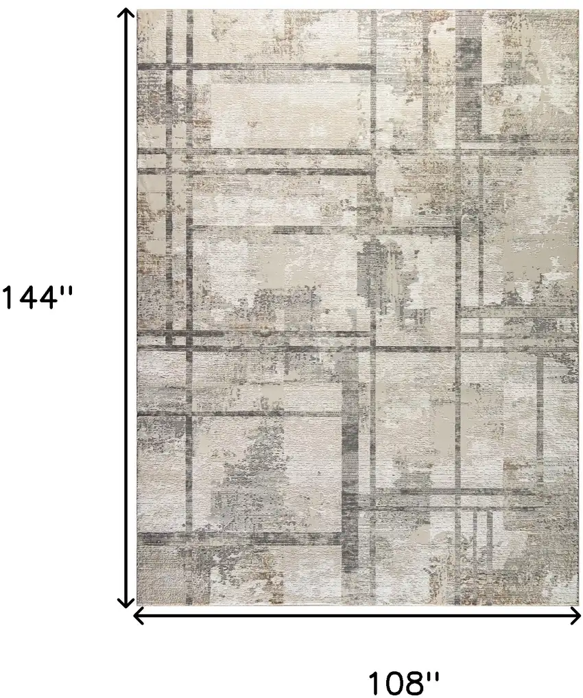 Ivory and Gray Abstract Non Skid Area Rug Photo 3