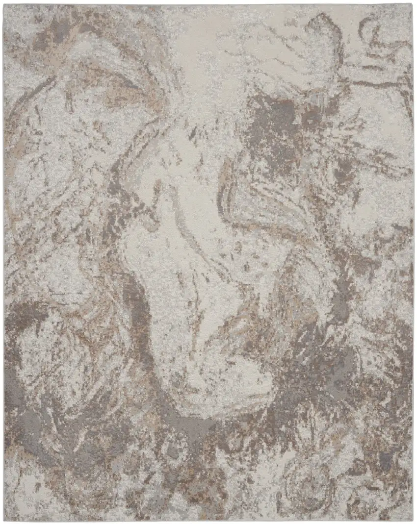 Ivory and Gray Abstract Non Skid Area Rug Photo 1