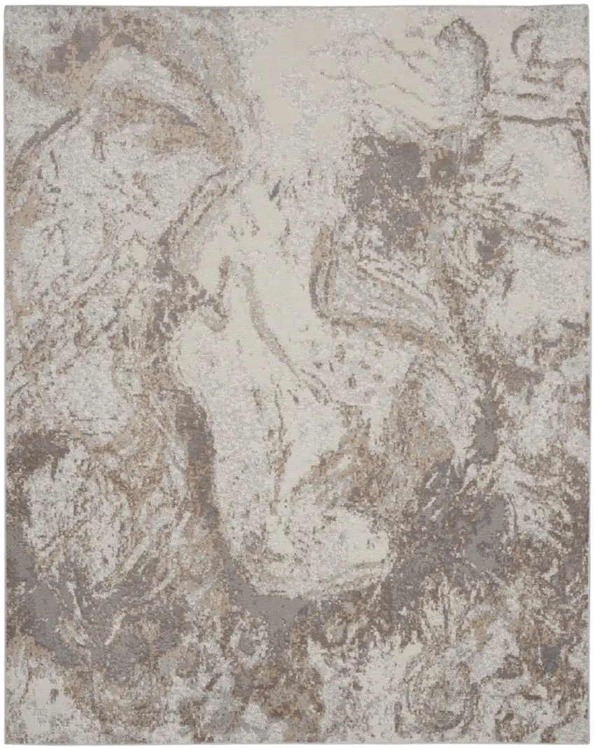 Ivory and Gray Abstract Non Skid Area Rug Photo 2