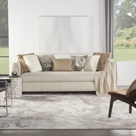 Ivory and Gray Abstract Non Skid Area Rug Photo 4