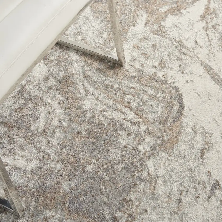 Ivory and Gray Abstract Non Skid Area Rug Photo 7