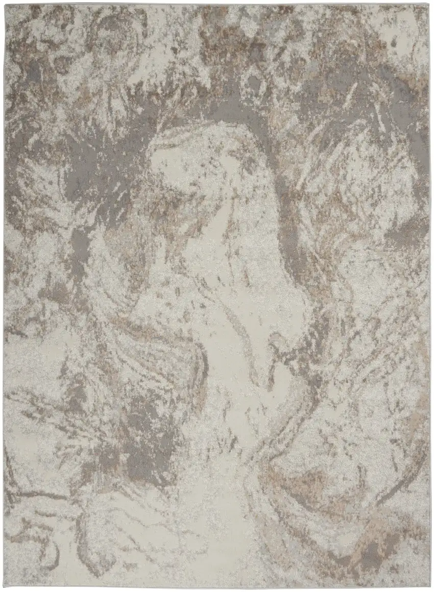 Ivory and Gray Abstract Non Skid Area Rug Photo 2