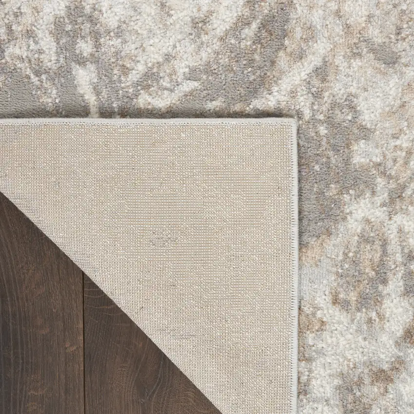 Ivory and Gray Abstract Non Skid Area Rug Photo 8