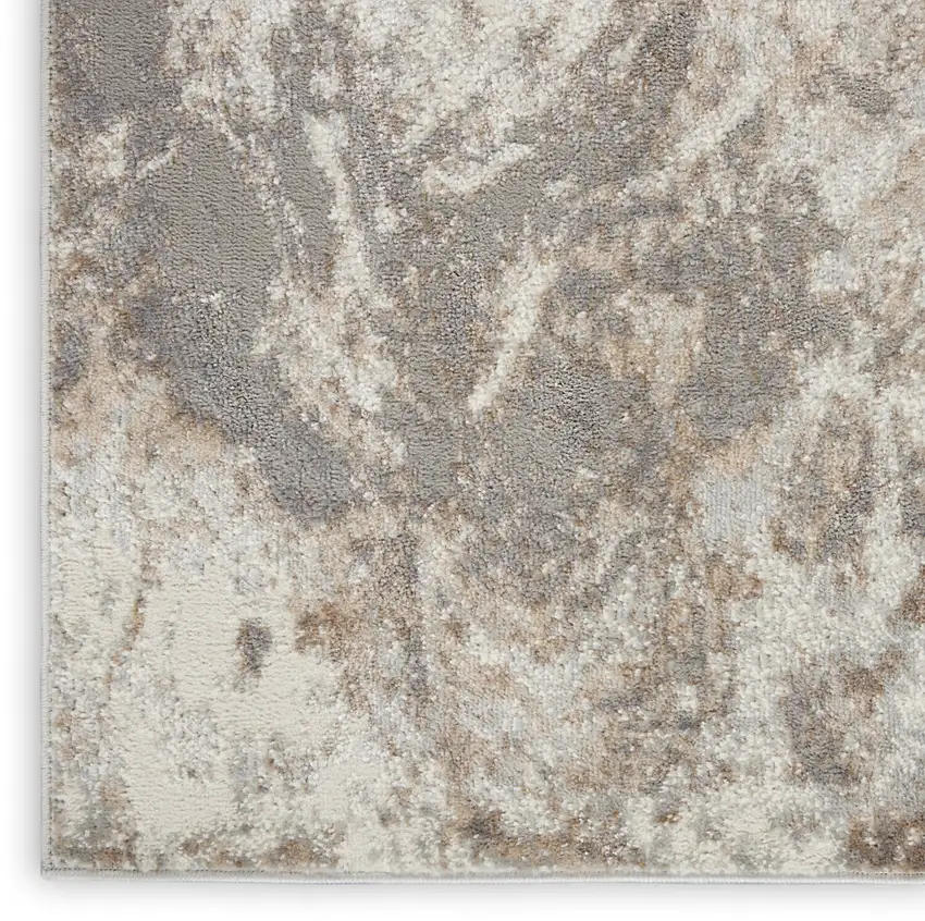 Ivory and Gray Abstract Non Skid Area Rug Photo 6