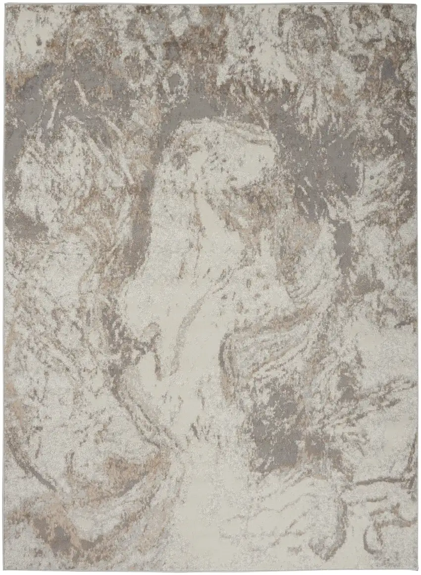 Ivory and Gray Abstract Non Skid Area Rug Photo 8