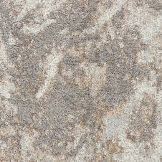Ivory and Gray Abstract Non Skid Area Rug Photo 8