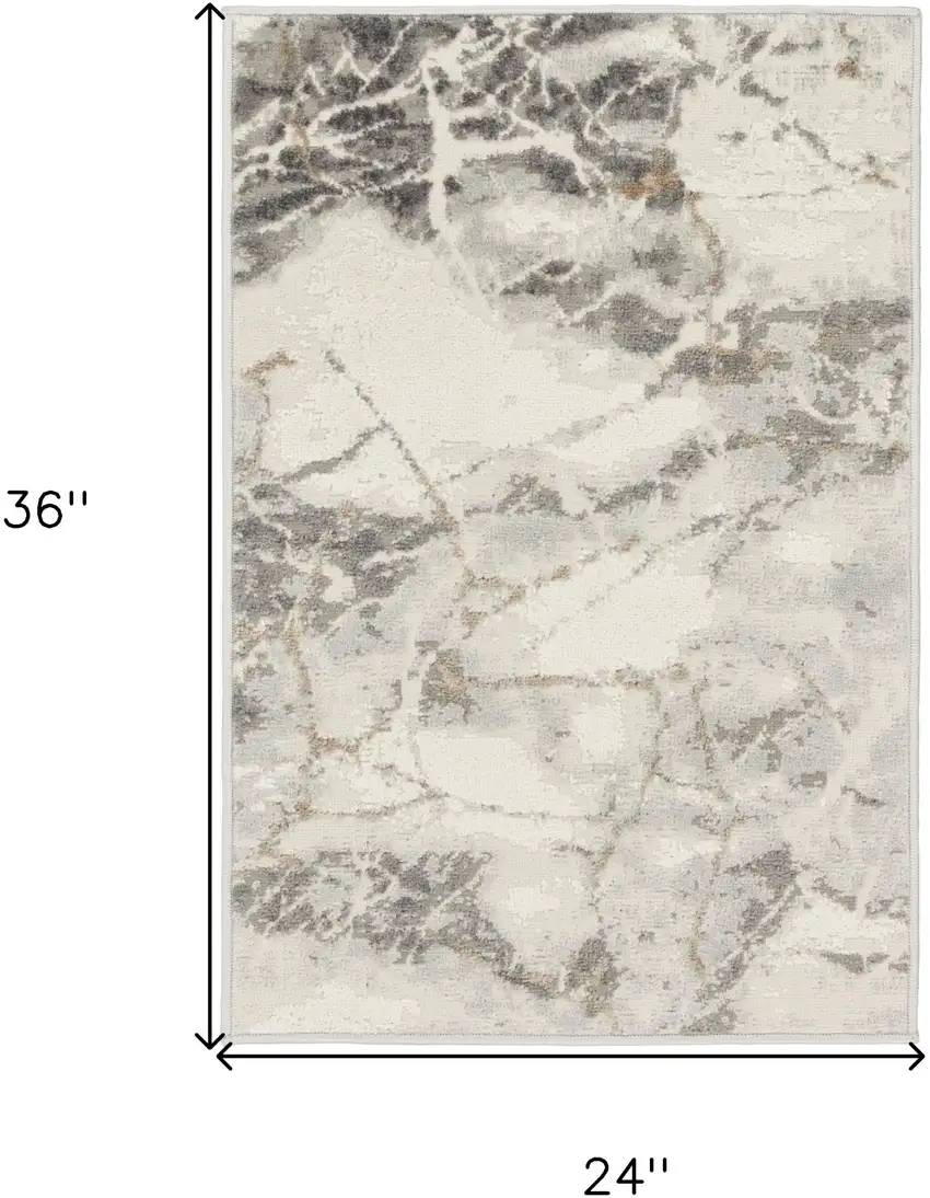 Ivory and Gray Abstract Non Skid Area Rug Photo 7