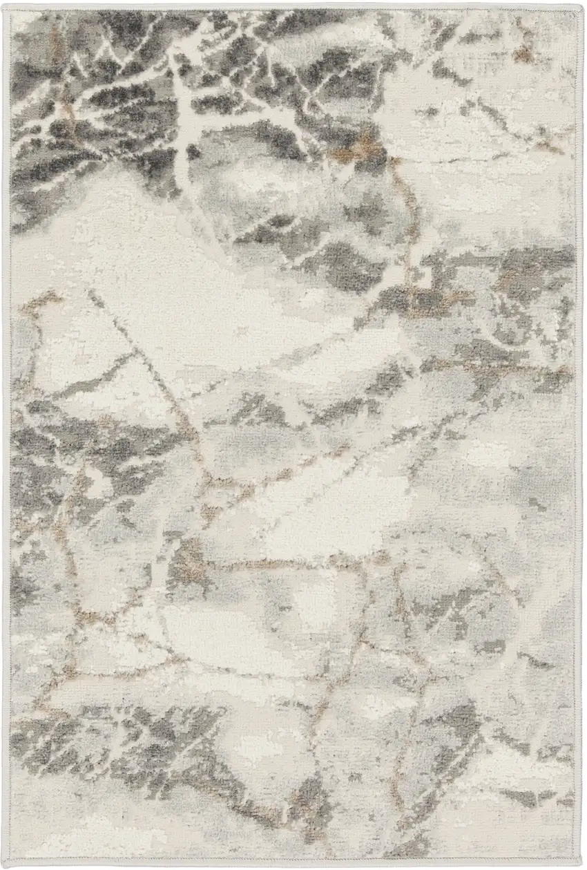 Ivory and Gray Abstract Non Skid Area Rug Photo 1