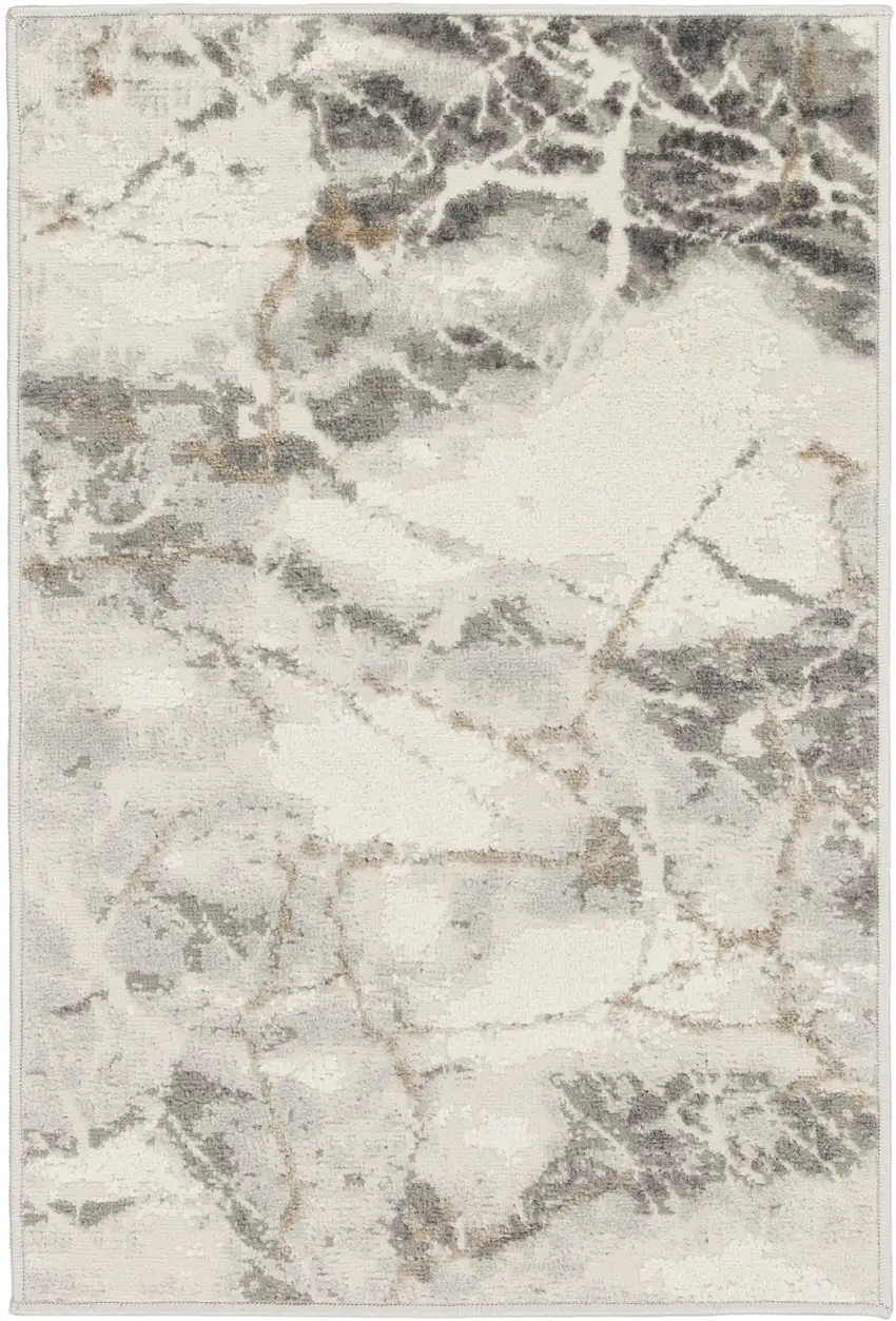 Ivory and Gray Abstract Non Skid Area Rug Photo 3