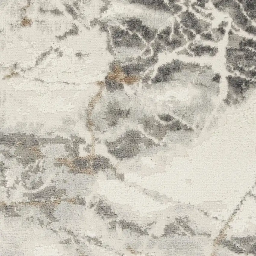 Ivory and Gray Abstract Non Skid Area Rug Photo 5