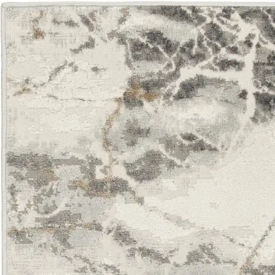 Ivory and Gray Abstract Non Skid Area Rug Photo 3