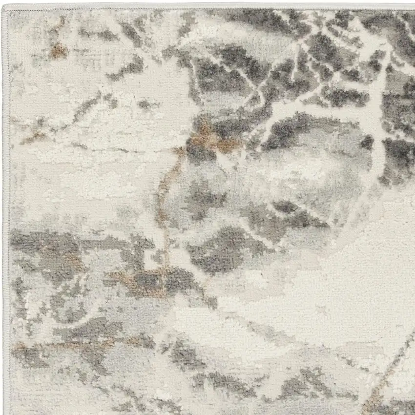 Ivory and Gray Abstract Non Skid Area Rug Photo 3