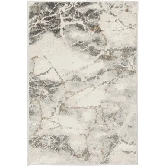 Ivory and Gray Abstract Non Skid Area Rug Photo 8