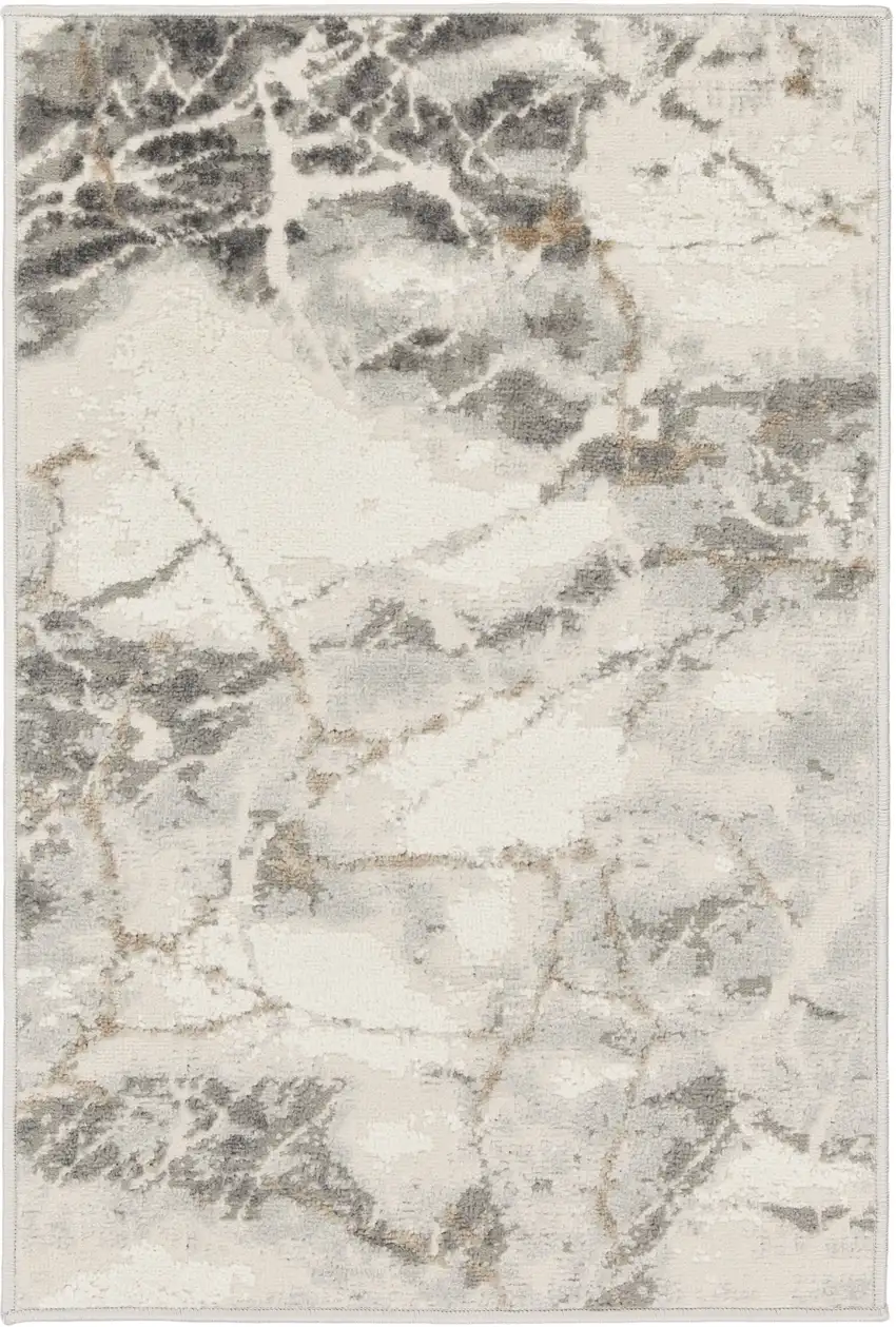Ivory and Gray Abstract Non Skid Area Rug Photo 8