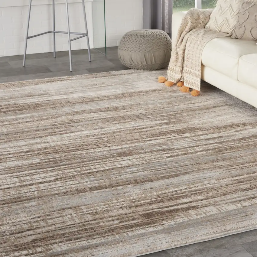 Ivory and Gray Abstract Non Skid Area Rug Photo 4