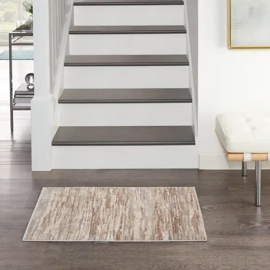 Ivory and Gray Abstract Non Skid Area Rug Photo 5