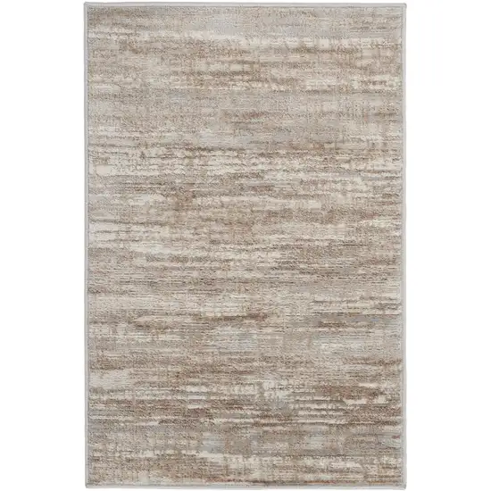 Ivory and Gray Abstract Non Skid Area Rug Photo 2