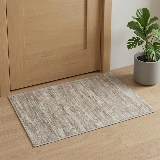 Ivory and Gray Abstract Non Skid Area Rug Photo 1