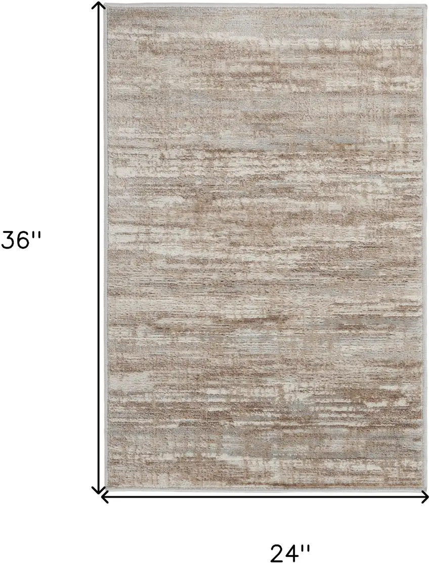 Ivory and Gray Abstract Non Skid Area Rug Photo 3