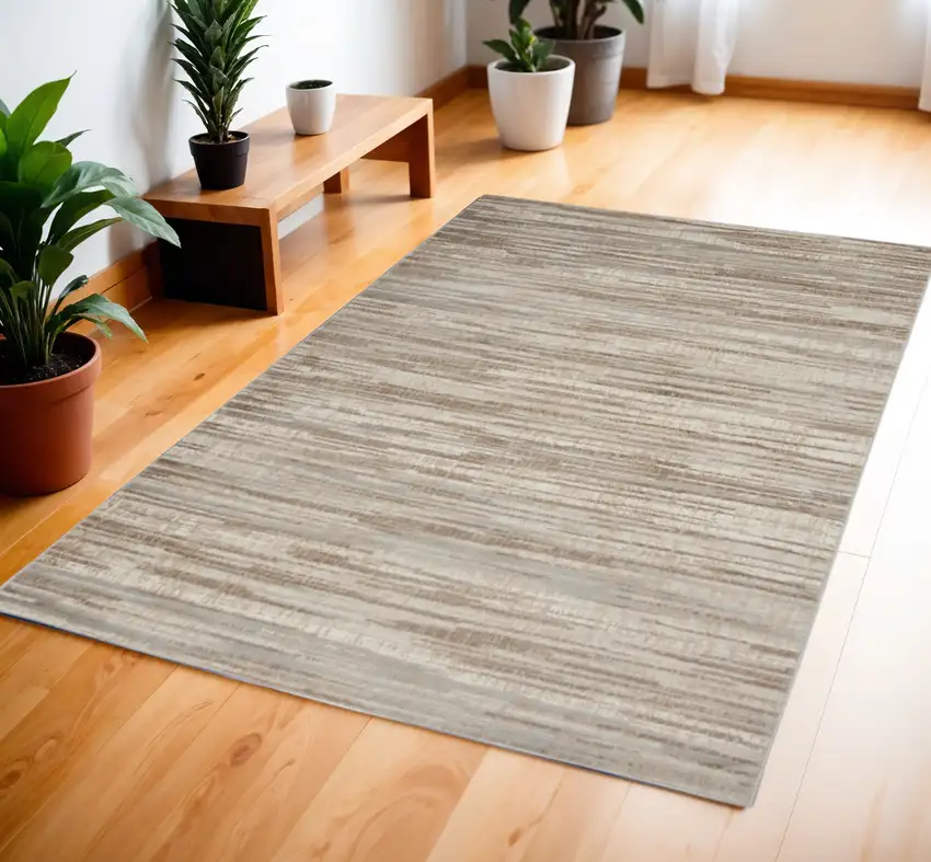 Ivory and Gray Abstract Non Skid Area Rug Photo 1