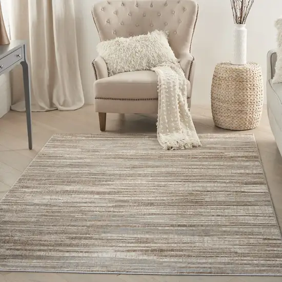 Ivory and Gray Abstract Non Skid Area Rug Photo 8