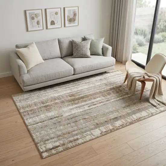 Ivory and Gray Abstract Non Skid Area Rug Photo 1