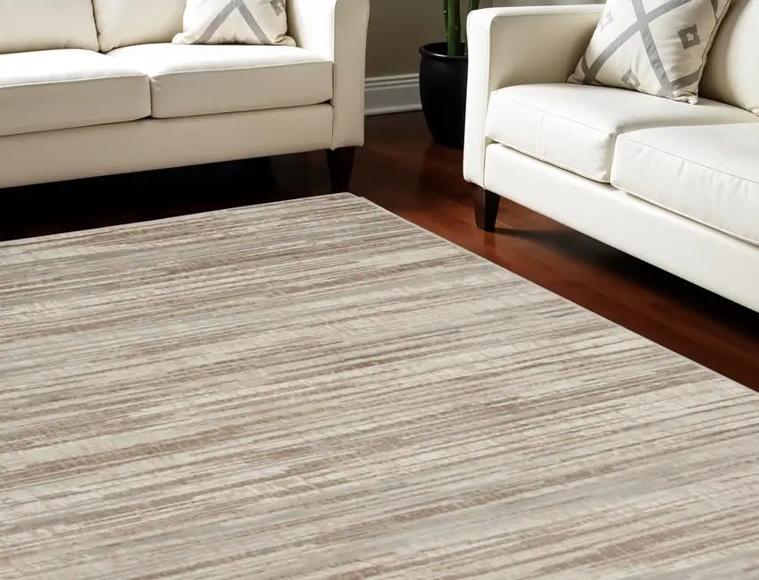 Ivory and Gray Abstract Non Skid Area Rug Photo 1