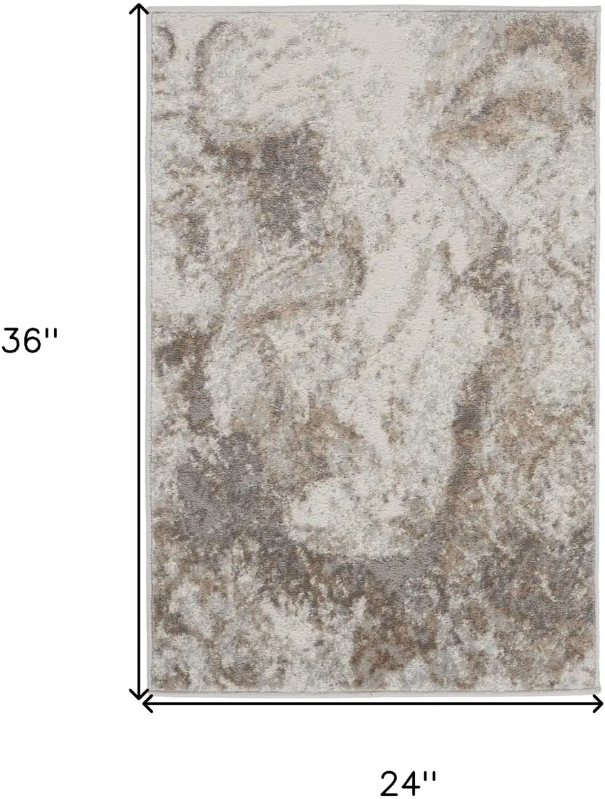 Ivory and Gray Abstract Non Skid Area Rug Photo 3